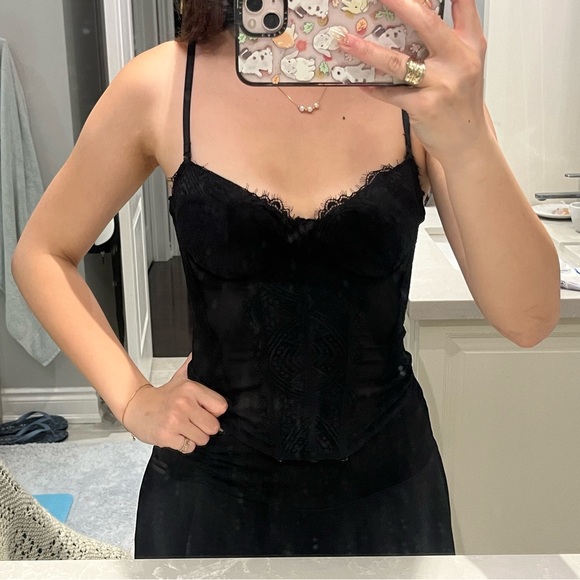 GARAGE black floral lace corset top - Picture 2 of 6